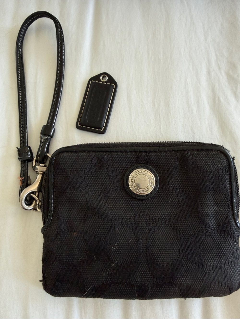 Coach Black Wristlet Clutch with Silver Hardware